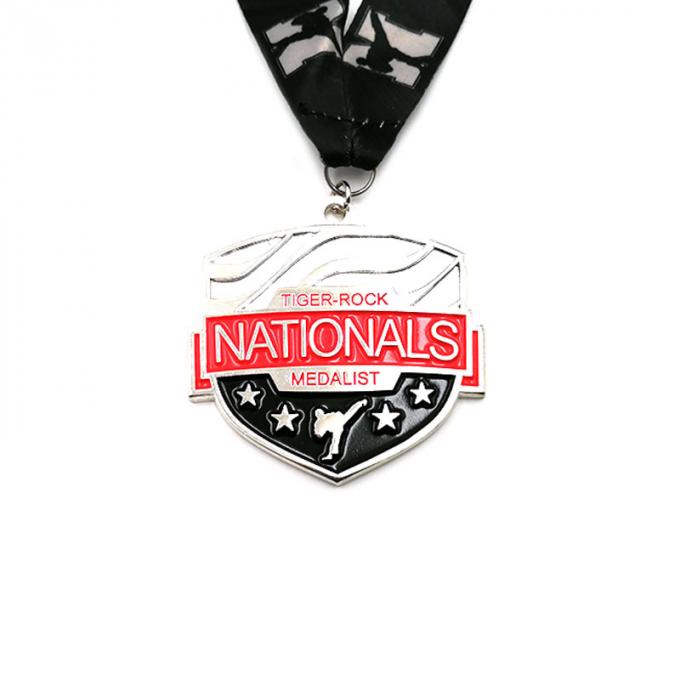 Medalha personalizada do metal do esporte da medalha 3d da concessão da competição das artes marciais da rocha do tigre do logotipo