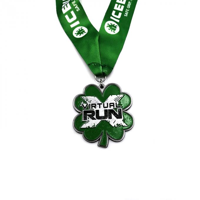Crie o trevo de quatro folhas único-tomou partido personalização liga de zinco de corrida virtual da medalha
