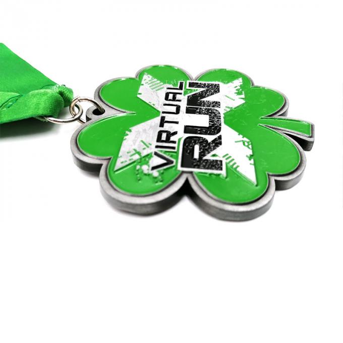 Crie o trevo de quatro folhas único-tomou partido personalização liga de zinco de corrida virtual da medalha