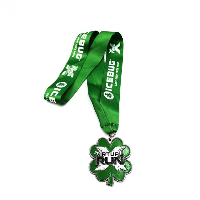 Crie o trevo de quatro folhas único-tomou partido personalização liga de zinco de corrida virtual da medalha