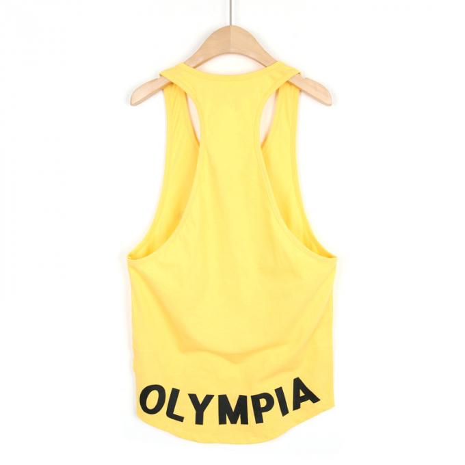 O Gym por atacado feito sob encomenda da aptidão dos homens do halterofilismo ostenta da elasticidade colorida do Gym da camiseta de alças a roupa seca rápida do exercício