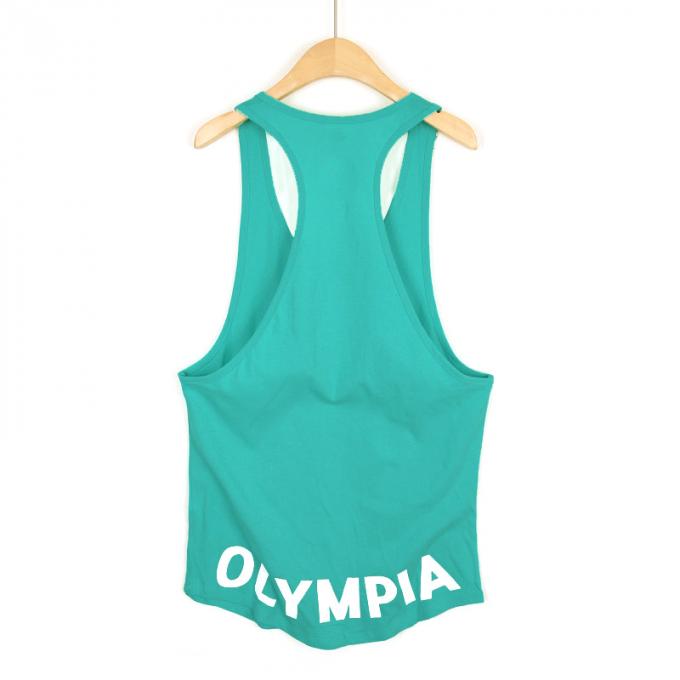 O Gym por atacado feito sob encomenda da aptidão dos homens do halterofilismo ostenta da elasticidade colorida do Gym da camiseta de alças a roupa seca rápida do exercício