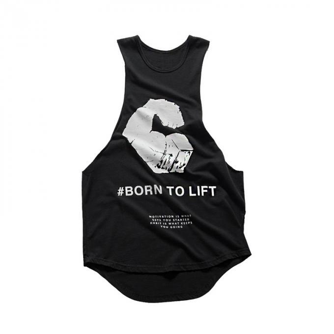 Os homens do desgaste do halterofilismo do Gym do verão que imprimem a camiseta de alças do exercício do músculo projetam as camisetas dos homens do Seco-ajuste dos esportes
