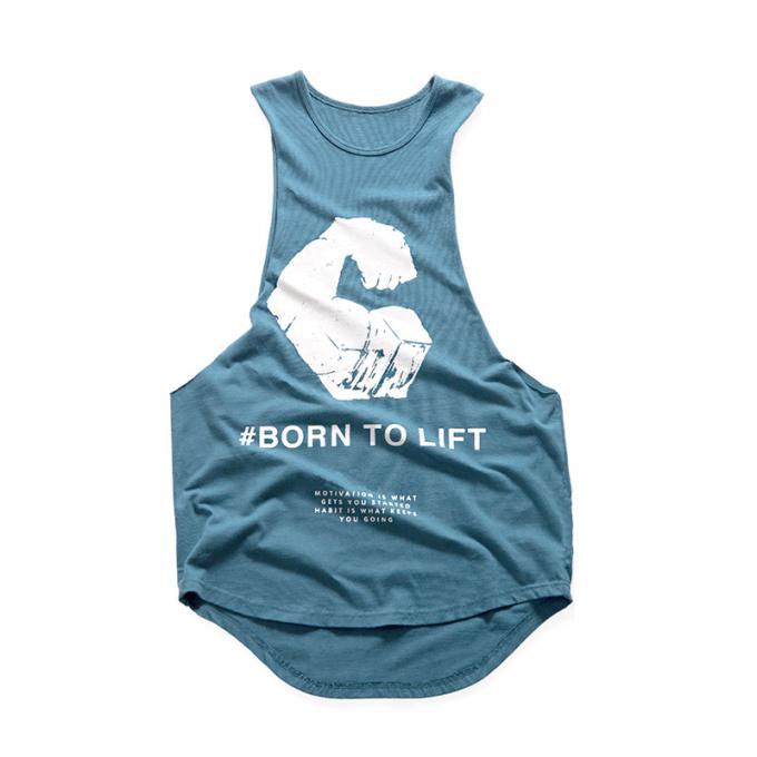Os homens do desgaste do halterofilismo do Gym do verão que imprimem a camiseta de alças do exercício do músculo projetam as camisetas dos homens do Seco-ajuste dos esportes