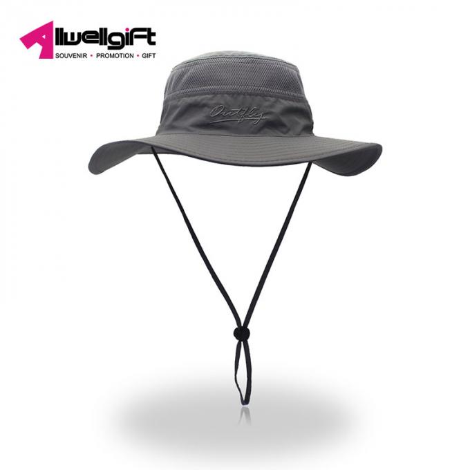 Chapéu UV de /Bucket do tampão da pesca do algodão do curso das férias do lazer do tampão da nadada da proteção dos chapéus grandes unisex do verão com corda longa