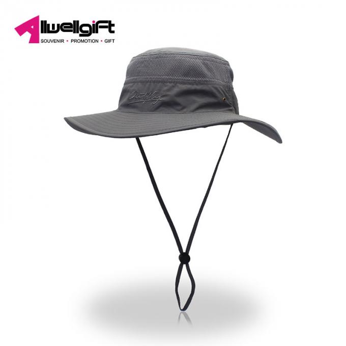 Chapéu UV de /Bucket do tampão da pesca do algodão do curso das férias do lazer do tampão da nadada da proteção dos chapéus grandes unisex do verão com corda longa