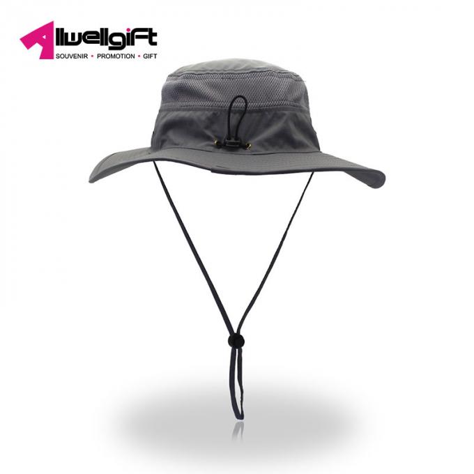 Chapéu UV de /Bucket do tampão da pesca do algodão do curso das férias do lazer do tampão da nadada da proteção dos chapéus grandes unisex do verão com corda longa