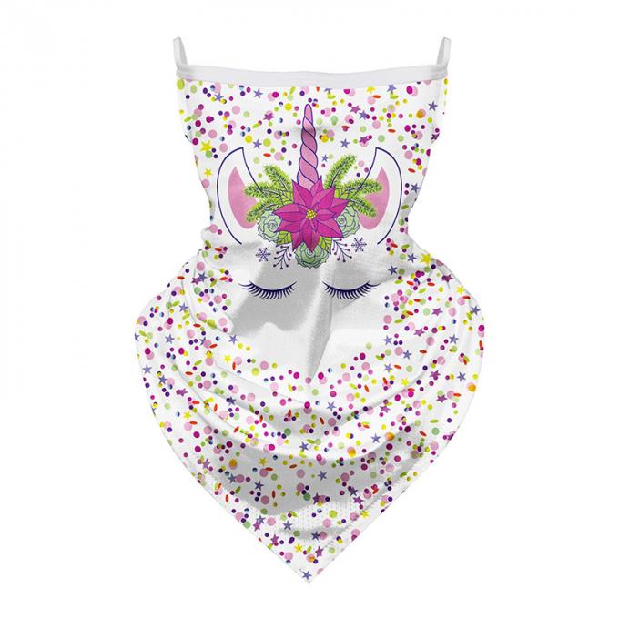 Bandanas respiráveis do lenço do unicórnio dos desenhos animados das crianças com proteção de Sun das crianças dos laços da orelha