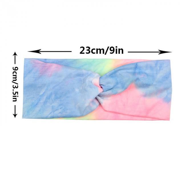 Faixa transversal elástica do cabelo transversal do envoltório da cabeça de Logo Tie Dye Headband Woman do costume por atacado para a composição do exercício dos esportes