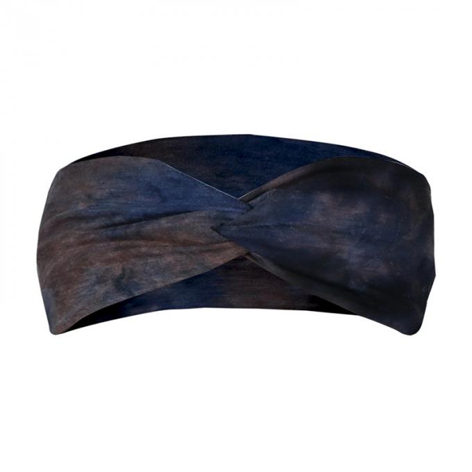 Faixa transversal elástica do cabelo transversal do envoltório da cabeça de Logo Tie Dye Headband Woman do costume por atacado para a composição do exercício dos esportes