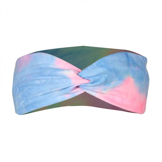 Faixa transversal elástica do cabelo transversal do envoltório da cabeça de Logo Tie Dye Headband Woman do costume por atacado para a composição do exercício dos esportes
