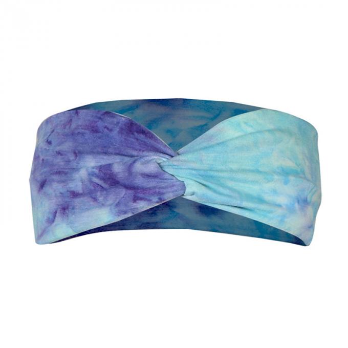 Faixa transversal elástica do cabelo transversal do envoltório da cabeça de Logo Tie Dye Headband Woman do costume por atacado para a composição do exercício dos esportes