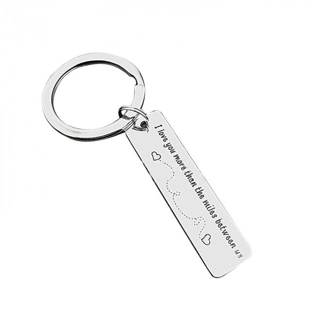 Porta-chaves liga de zinco de venda quente do presente do metal do Valentim da forma do retângulo da lembrança feita sob encomenda de alta qualidade criativa