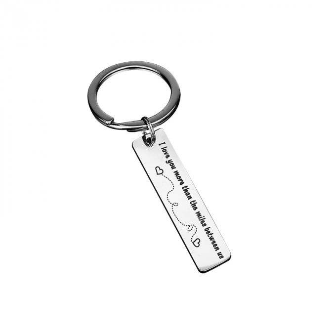 Porta-chaves liga de zinco de venda quente do presente do metal do Valentim da forma do retângulo da lembrança feita sob encomenda de alta qualidade criativa