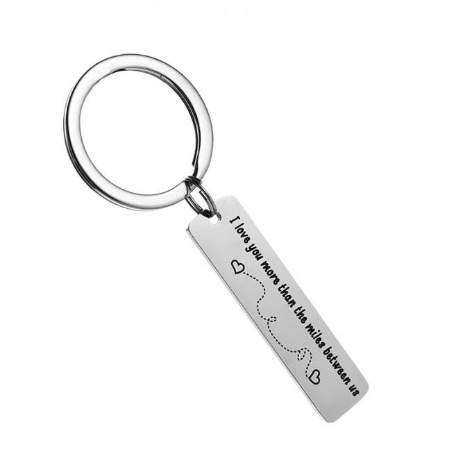 Porta-chaves liga de zinco de venda quente do presente do metal do Valentim da forma do retângulo da lembrança feita sob encomenda de alta qualidade criativa
