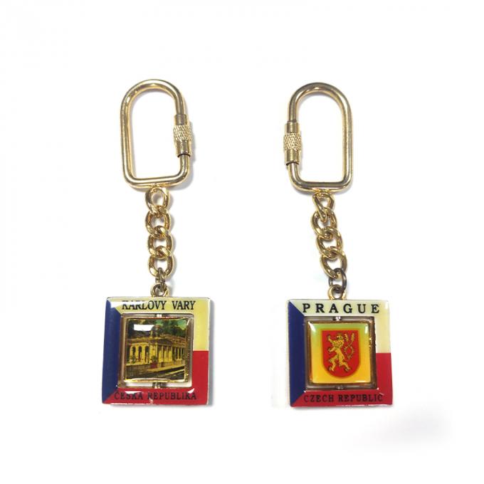 A lembrança de Praga que gerencie abobadando o keyring do metal do decalque personalizou a corrente 3d chave liga de zinco