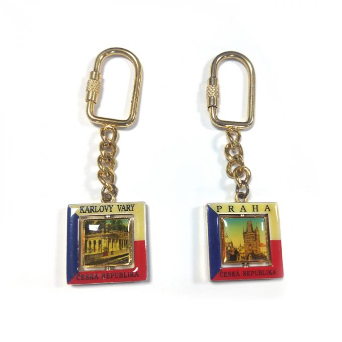 A lembrança de Praga que gerencie abobadando o keyring do metal do decalque personalizou a corrente 3d chave liga de zinco