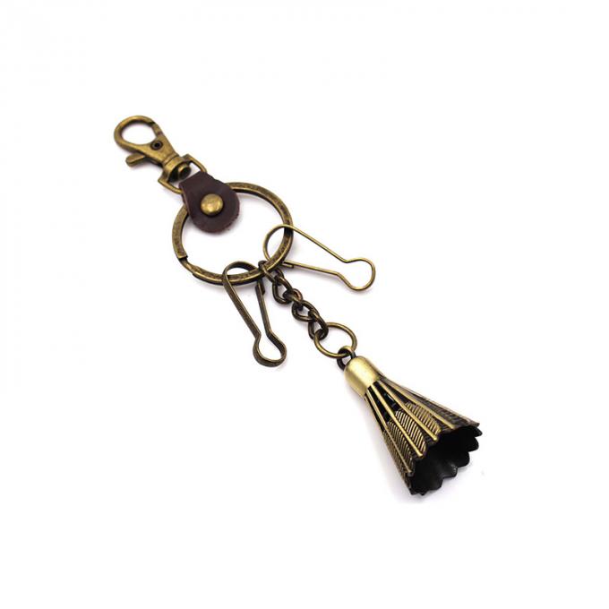 Corrente chave do badminton de bronze de couro americano europeu liga de zinco feito sob encomenda de alta qualidade criativo da antiguidade do metal do estilo da lembrança