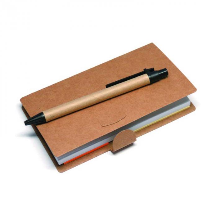 Anunciando o caderno pegajoso amigável do papel de embalagem do eco com pena