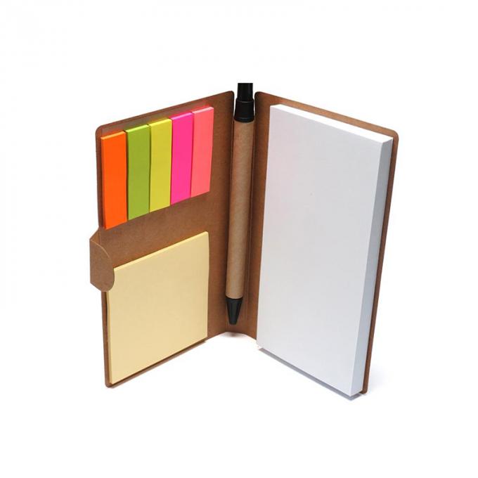 Anunciando o caderno pegajoso amigável do papel de embalagem do eco com pena