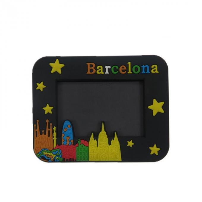 do presente magnético macio da lembrança de Barcelona da Espanha do quadro do retângulo do efeito 3D moldura para retrato de borracha do PVC