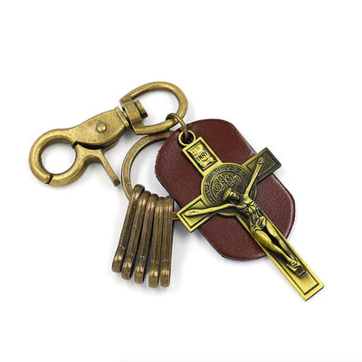OEM Personalized Keychain Gifts brown Cross Key Ring Retro Souvenir