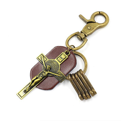 OEM Personalized Keychain Gifts brown Cross Key Ring Retro Souvenir