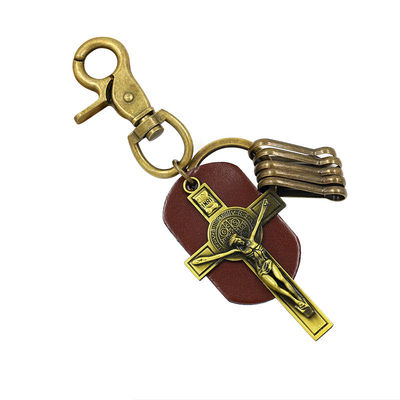 OEM Personalized Keychain Gifts brown Cross Key Ring Retro Souvenir