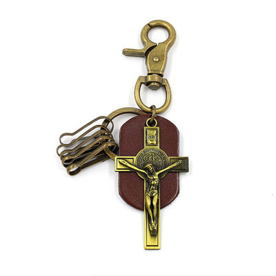 OEM Personalized Keychain Gifts brown Cross Key Ring Retro Souvenir