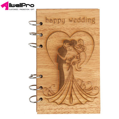 Happy Wedding Wooden Couple Notebook Laser Cut Your Logo