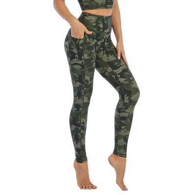 Camouflage High Waisted Workout Leggings Digital Printing Quick Dry