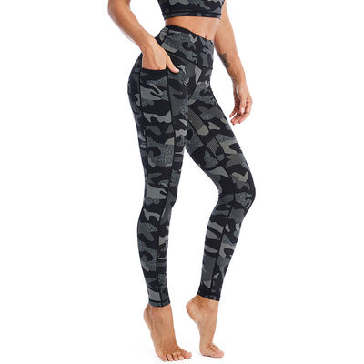Camouflage High Waisted Workout Leggings Digital Printing Quick Dry